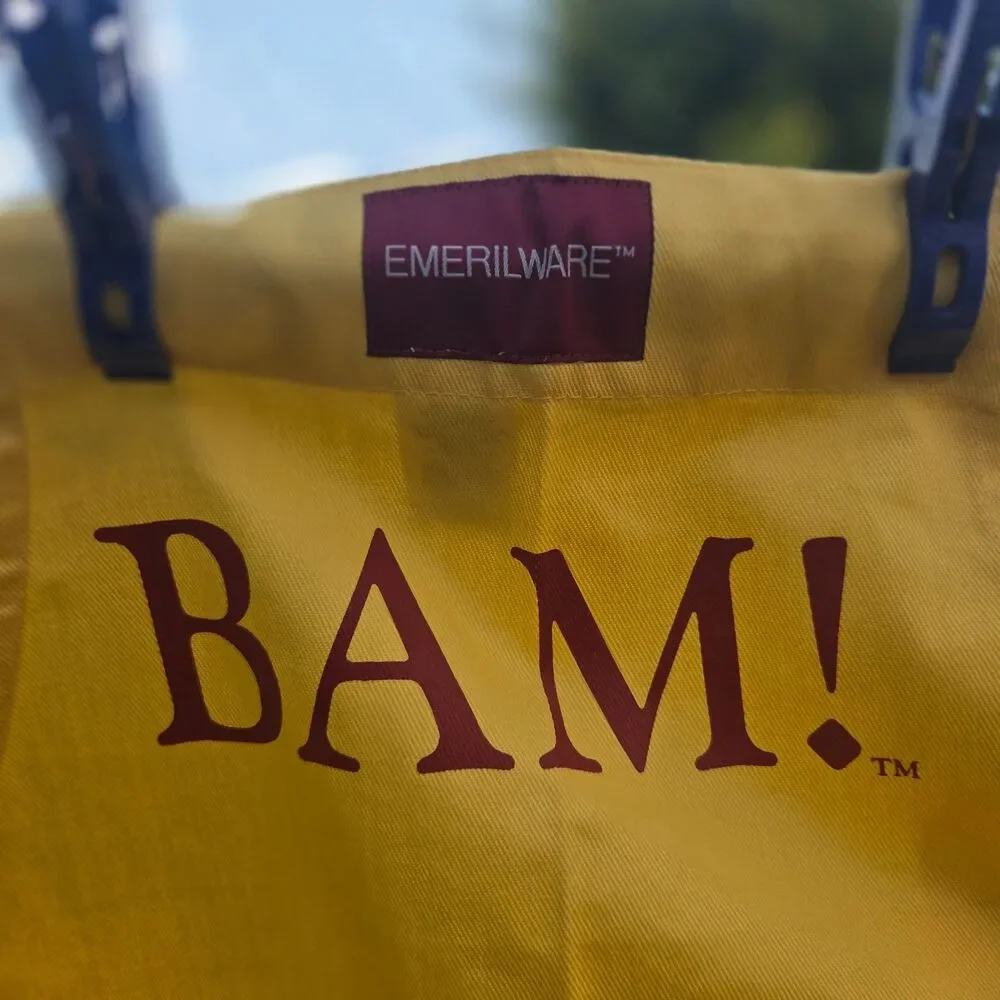 BAM! Emerilware Yellow Butcher Apron 100% Cotton Made in USA New